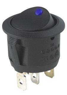 Round Rocker Switch w/ Blue Illumination