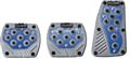 3 Piece Pedal Set, Silver w/ Blue Electro Luminescence