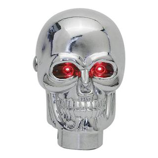 Manual Shift Knob, Chrome Skull RED LED Lighted Eyes