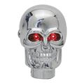 Manual Shift Knob, Chrome Skull RED LED Lighted Eyes