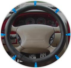 Black Fabric Steering Wheel Cover with Blue LED's