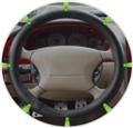 Black Fabric Steering Wheel Cover with Green LED's