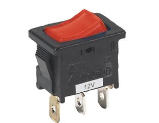 12 Volt Mini Rocker Switch w/ Red Illumination